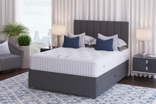 Sleepeezee Wool Supreme Mattress + Premium Divan Bed Graphite Grey No Storage Super King