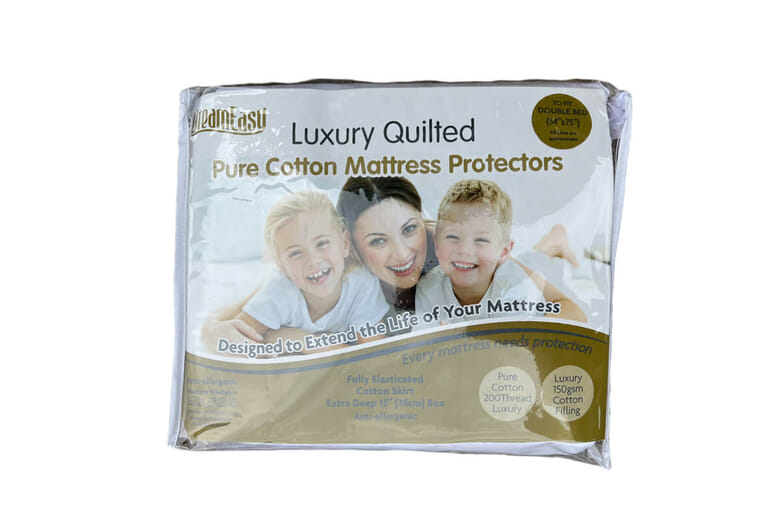 DreamEasy Luxury Quilted Pure Cotton Mattress Protector Double