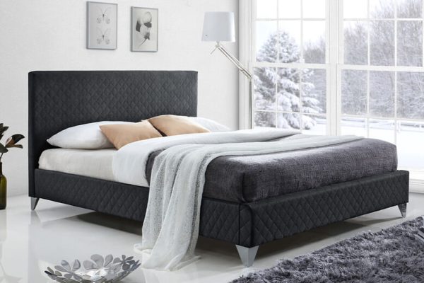 Time Living Brooklyn Dark Grey Bed Frame Double