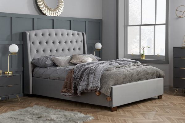 Birlea Balmoral Grey Velvet Fabric Bed Super King