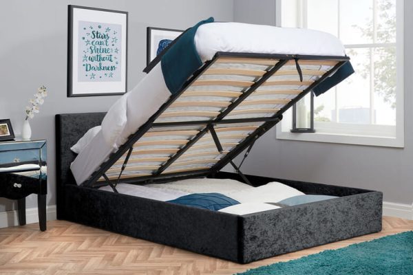 Birlea Berlin Black Crushed Velvet Ottoman Bed Double