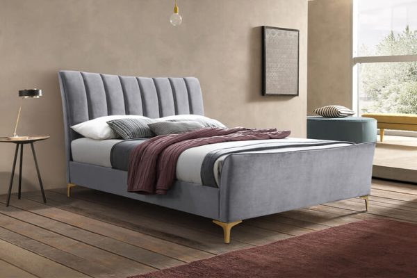 Birlea Clover Grey Velvet Fabric Bed King Size