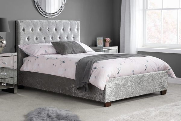 Birlea Cologne Steel Crushed Velvet Bed Double