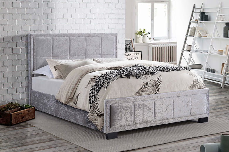 Birlea Hannover Steel Crushed Velvet Fabric Bed Small Double