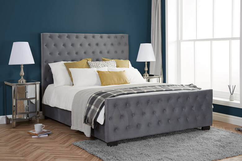 Birlea Marquis Grey Velvet Fabric Bed King Size