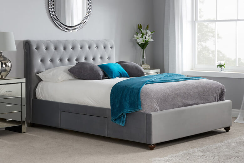 Birlea Marlow Grey Velvet Fabric Bed King Size