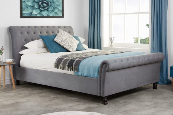 Birlea Opulence Grey Velvet Fabric Bed Double