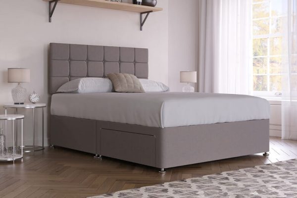 Premium Divan Bed Putty Beige End Opening Ottoman Double