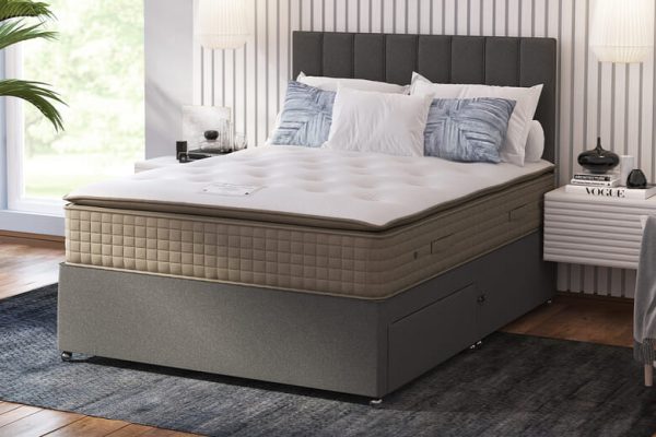 Sleepeezee Prestige Ortho Comfort Mattress + Premium Divan Bed Charcoal Grey End Opening Ottoman Single