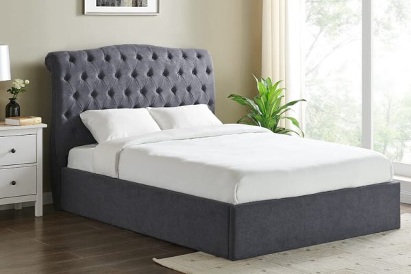 Athens Upholstered Storage Bed Limelight Light Grey Double