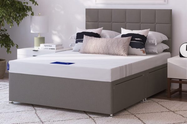 Coolflex Essentials Memory Foam Mattress + Premium Divan Bed Wool Pewter 4 Drawers King Size