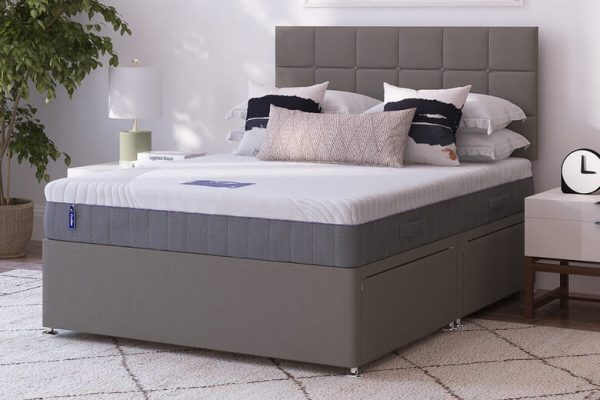 Coolflex Pocket Plush 2000 Memory Hybrid Mattress + Premium Divan Bed Graphite Grey End Opening Ottoman Single