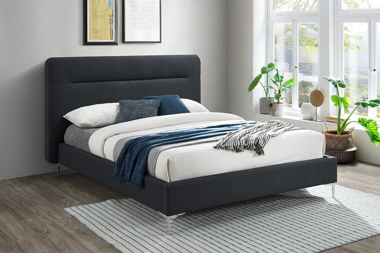 Birlea Finn Black Fabric Bed Double