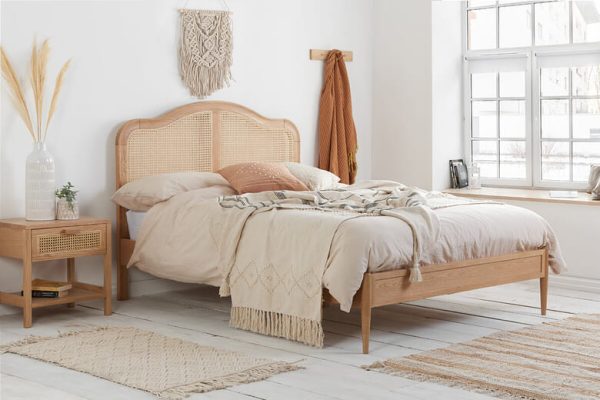 Birlea Leonie Rattan Oak Bed Double