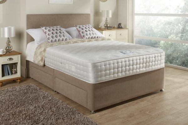 Relyon Chelsea 1500 Mattress + Premium Divan Bed Putty Beige End Opening Ottoman Single