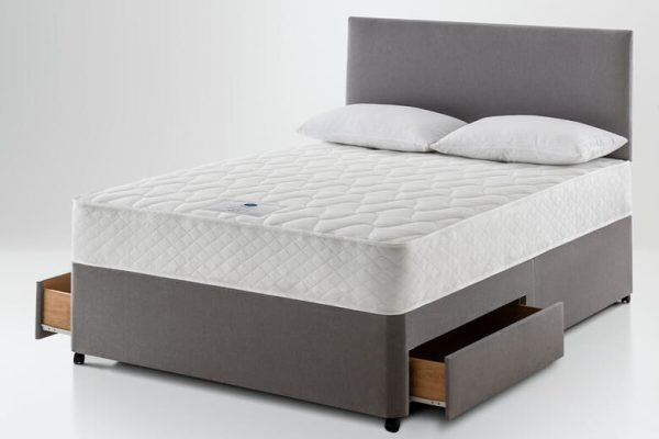 Silentnight Essentials 600 Mirapocket Mattress + Premium Divan Bed Graphite Grey No Storage Single