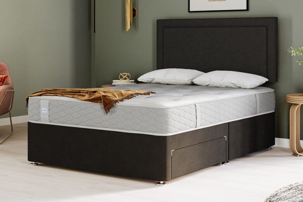 Sealy Ortho Plus Bronze Mattress + Premium Divan Bed Charcoal Grey 2 Drawers Super King |