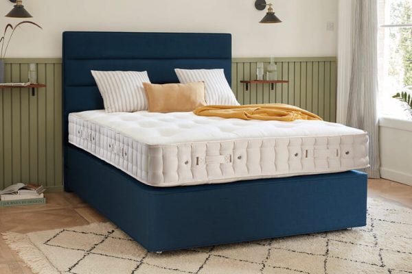 Hypnos Premier Ortho Superb Mattress + Premium Divan Bed Midnight Blue End Opening Ottoman Small Double