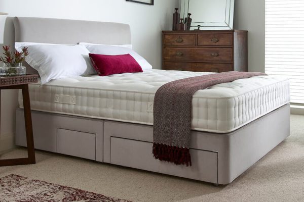 Harrison Spinks Ely Ortho 2750 Mattress + Premium Divan Bed Sage Grey 4 Drawers Small Double