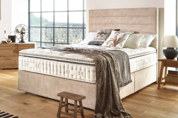 Harrison Spinks Lichfield 5450 Pillow Top Mattress + Premium Divan Bed Sage Grey End Opening Ottoman Super King