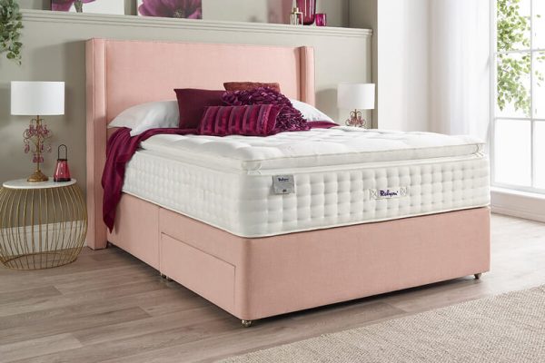 Relyon Sophia 3000 Pillow Top Mattress + Premium Divan Bed Putty Beige 2 Drawers Super King