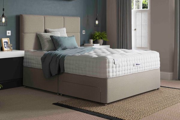 Relyon Warwick 2350 Mattress + Premium Divan Bed Putty Beige End Opening Ottoman Double