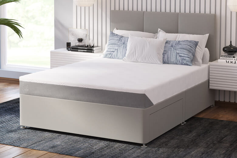 TEMPUR ONE Soft Mattress + Premium Divan Bed Graphite Grey Side Opening Ottoman Double