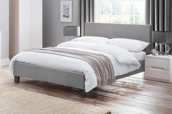 Julian Bowen Munich Upholstered Bed JulianBowen Light Grey Linen Effect Single