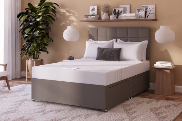 Breasley Select 1000 Pocket Mattress + Premium Divan Bed Graphite Grey End Opening Ottoman Small Double