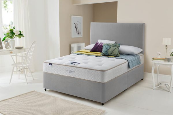 Silentnight Eco Comfort Miracoil Ortho Mattress + Premium Divan Bed Sage Grey 2 Drawers Single