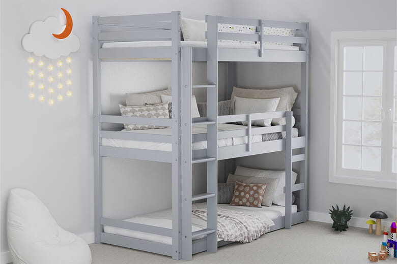 Birlea Tressa Grey Kids Triple Bunk Bed Single