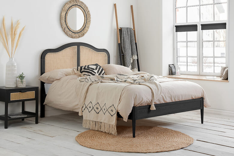 Birlea Leonie Rattan Black Bed Double