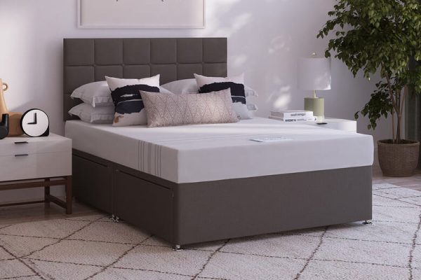 Breasley Select PLUS Memory 1000 Pocket Mattress + Premium Divan Bed Sage Grey End Opening Ottoman Single