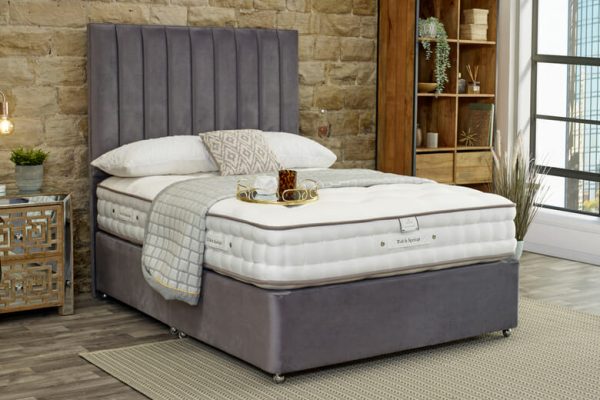 Tuft Springs Temptation 3000 Mattress + Premium Divan Bed Charcoal Grey 4 Drawers Super King