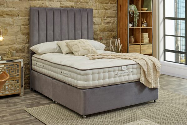 Tuft Springs Enchantment 1500 Mattress + Premium Divan Bed Graphite Grey End Opening Ottoman Single