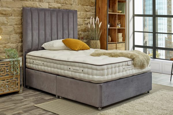 Tuft Springs Magnificence 1000 Mattress + Premium Divan Bed Sage Grey End Opening Ottoman Single