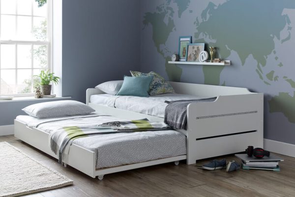 Layla White Guest Bed With Trundle Single