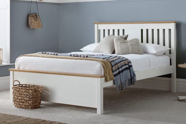 Amelia White Oak Bed 4 Drawers Double