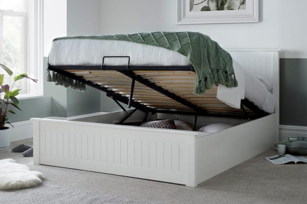 Madison White Ottoman Bed King Size