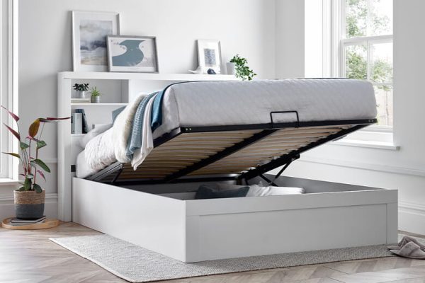 Ariana White Ottoman Storage Bed King Size