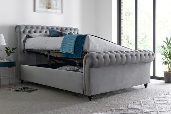 Charlotte Velvet Ottoman Bed King Size