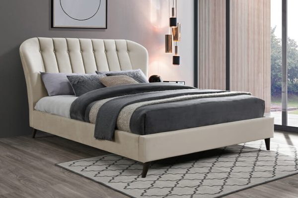 Birlea Elm Fabric Bed Birlea Stone Grey Fabric Double