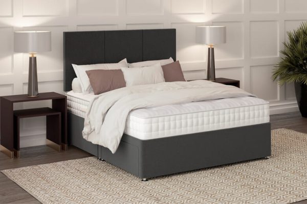 Hypnos Wool Ortho Mattress + Premium Divan Bed Graphite Grey End Opening Ottoman Single