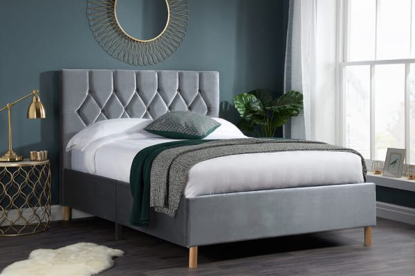 Birlea Loxley Fabric Bed Birlea Light Grey Fabic Double