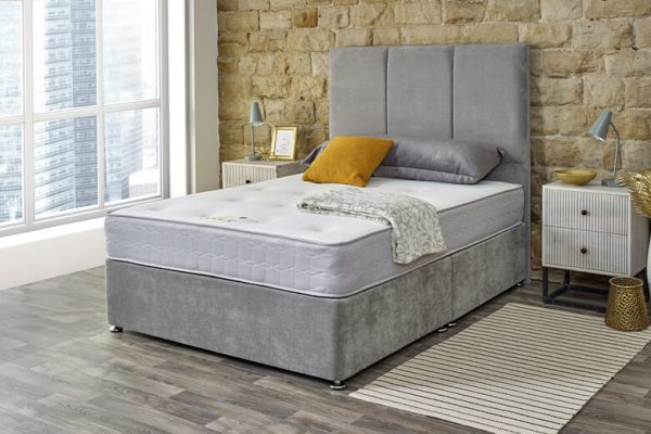 Shire Bed Company Ortho Backcare Mattress + Premium Divan Bed Graphite Grey 4 Drawers Super King