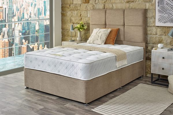 Shire Bed Company Pocket Luxury 1000 Mattress + Premium Divan Bed Midnight Blue End Opening Ottoman Super King