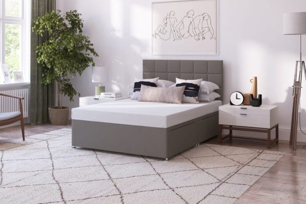 Value Eco Foam Mattress + Premium Divan Bed Graphite Grey End Opening Ottoman Single