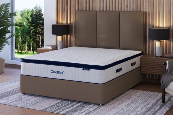 Coolflex Premium Memory Hybrid Mattress + Premium Divan Bed Charcoal Grey End Opening Ottoman Single