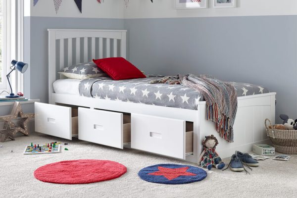 Poppy Kids Storage Bed Bedmaster Grey Single