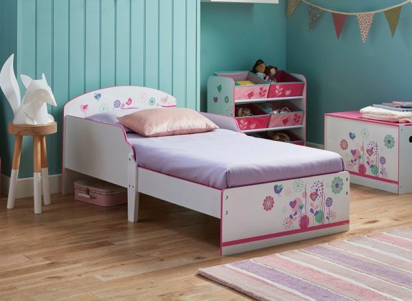 Flowers Birds Toddler Wooden Bed Frame